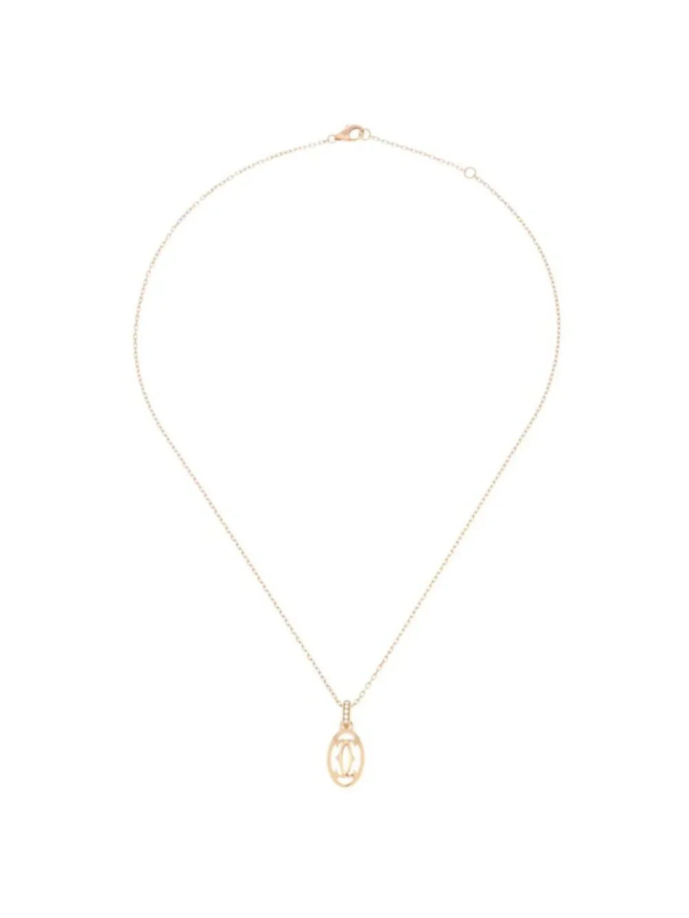 Cartier Logo Double C Necklace 18k Pink Gold Diamond
